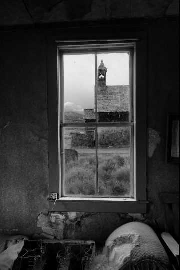 bodie-14 View of church from window in Bodi, California ghost town