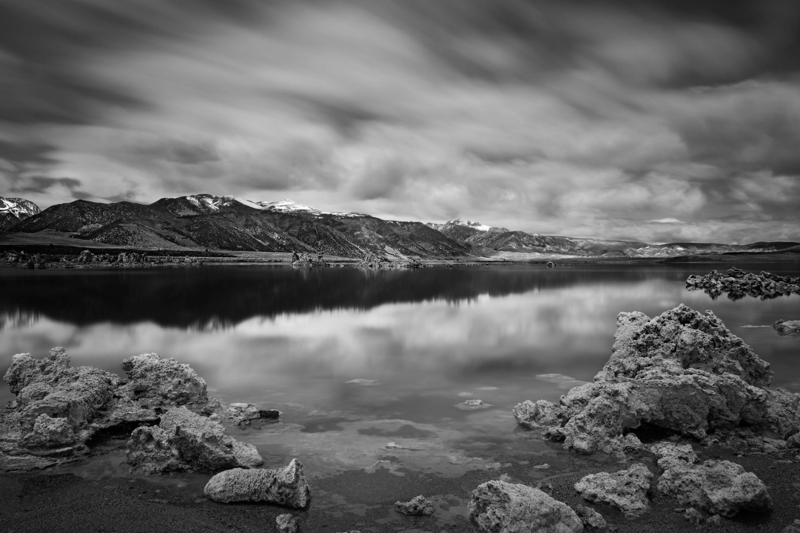 Mono Lake, California with streaked clouds