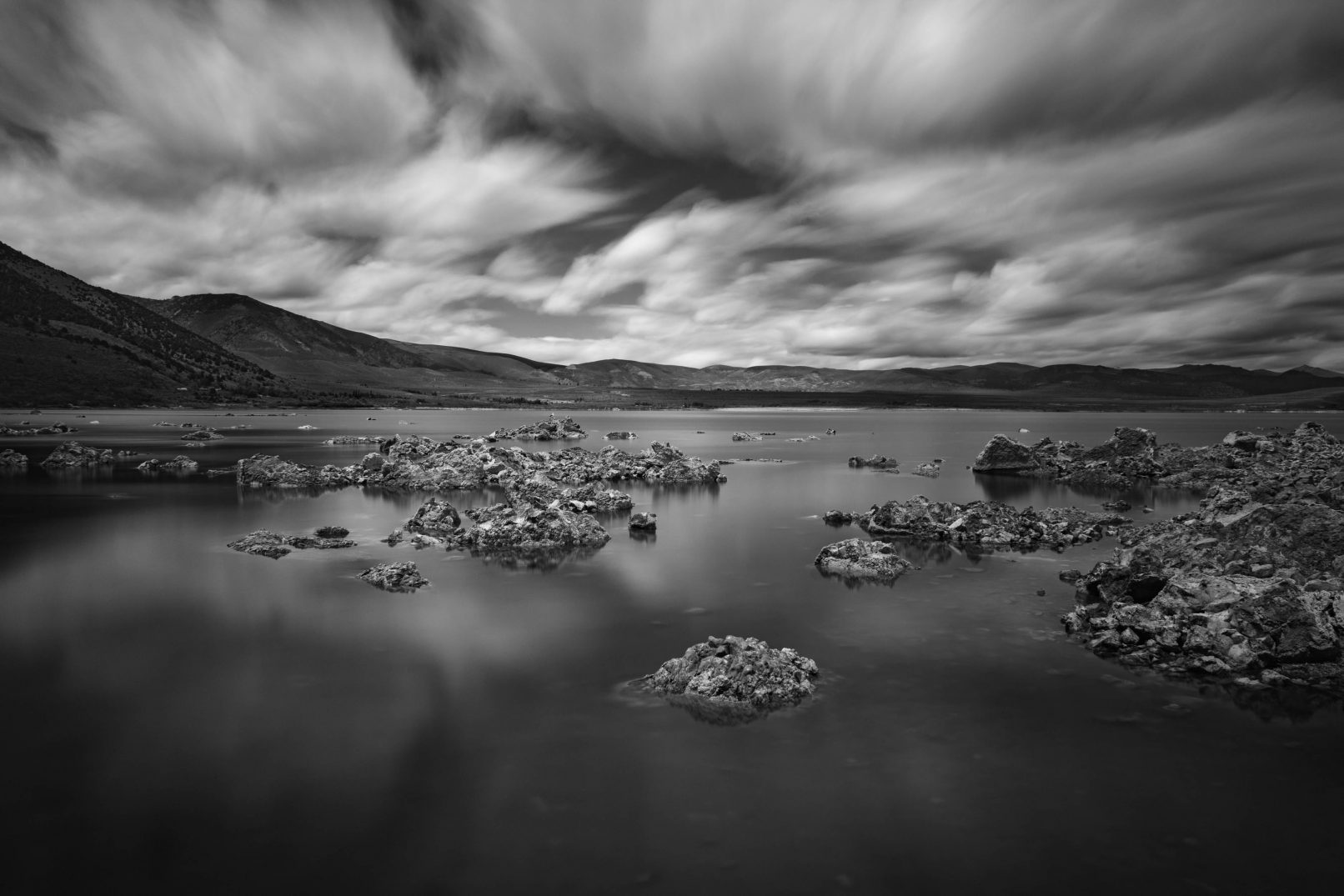 Mono Lake, California with streaked clouds