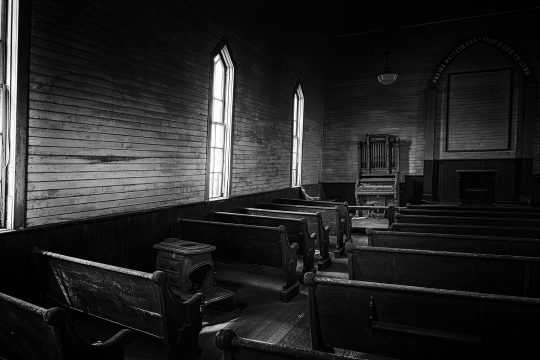 bodie-10 Old church interior in Bodi, California ghost town