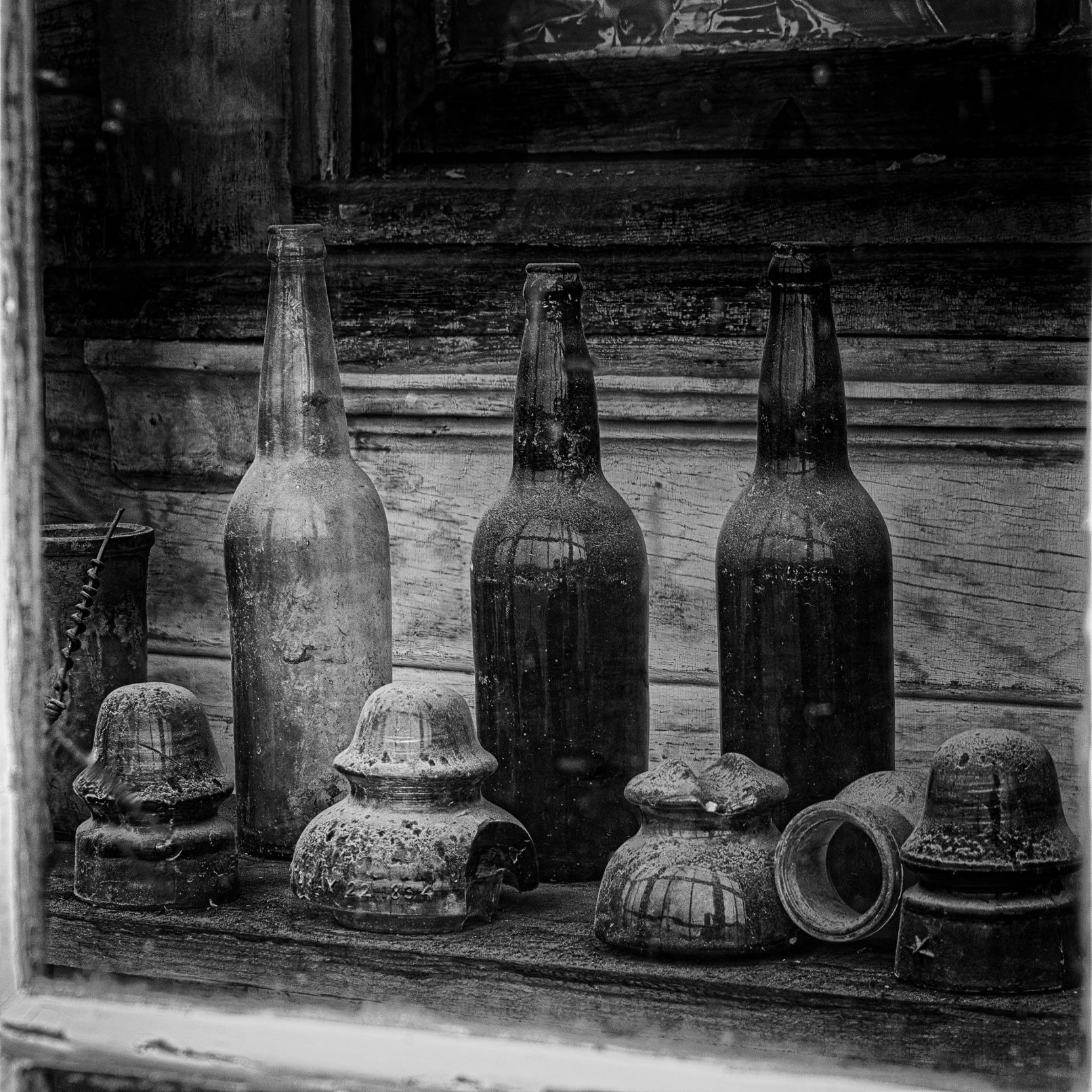 Old bottles in Bodi, California ghost town