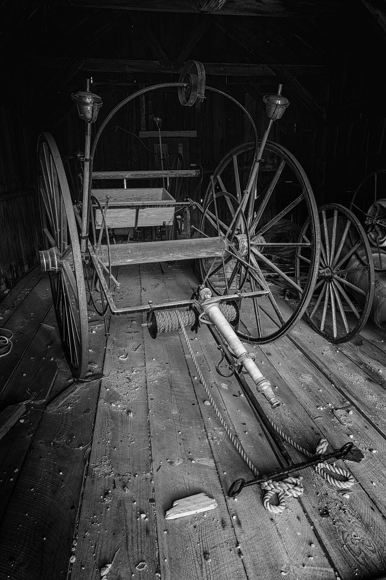 Old farm equipment in Bodi, California ghost town