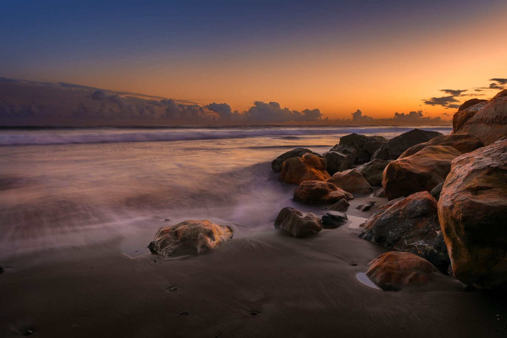 Sunset with rocks, Bolinas, California