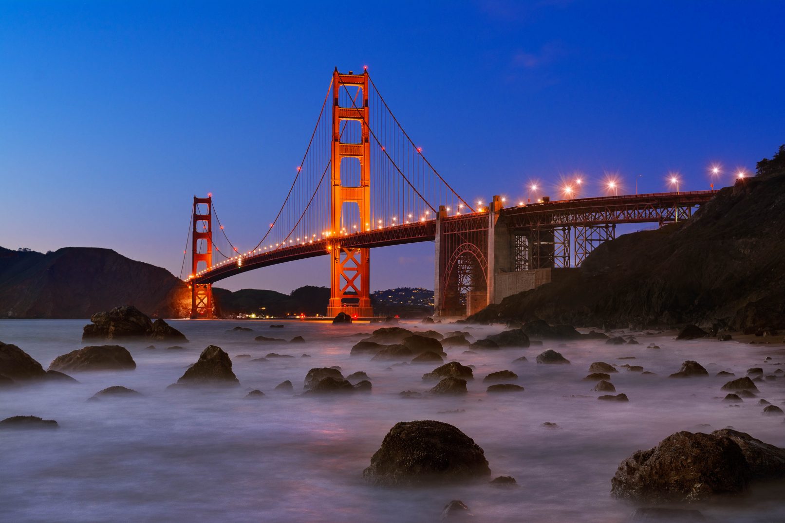 Golden Gate bridge at twilight