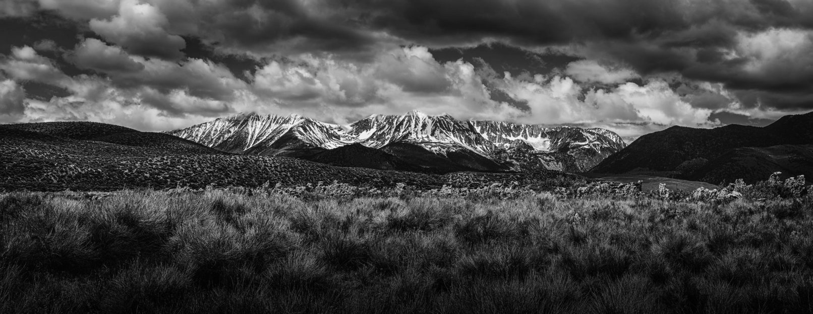 Mountains and grass at Mono Lake, California