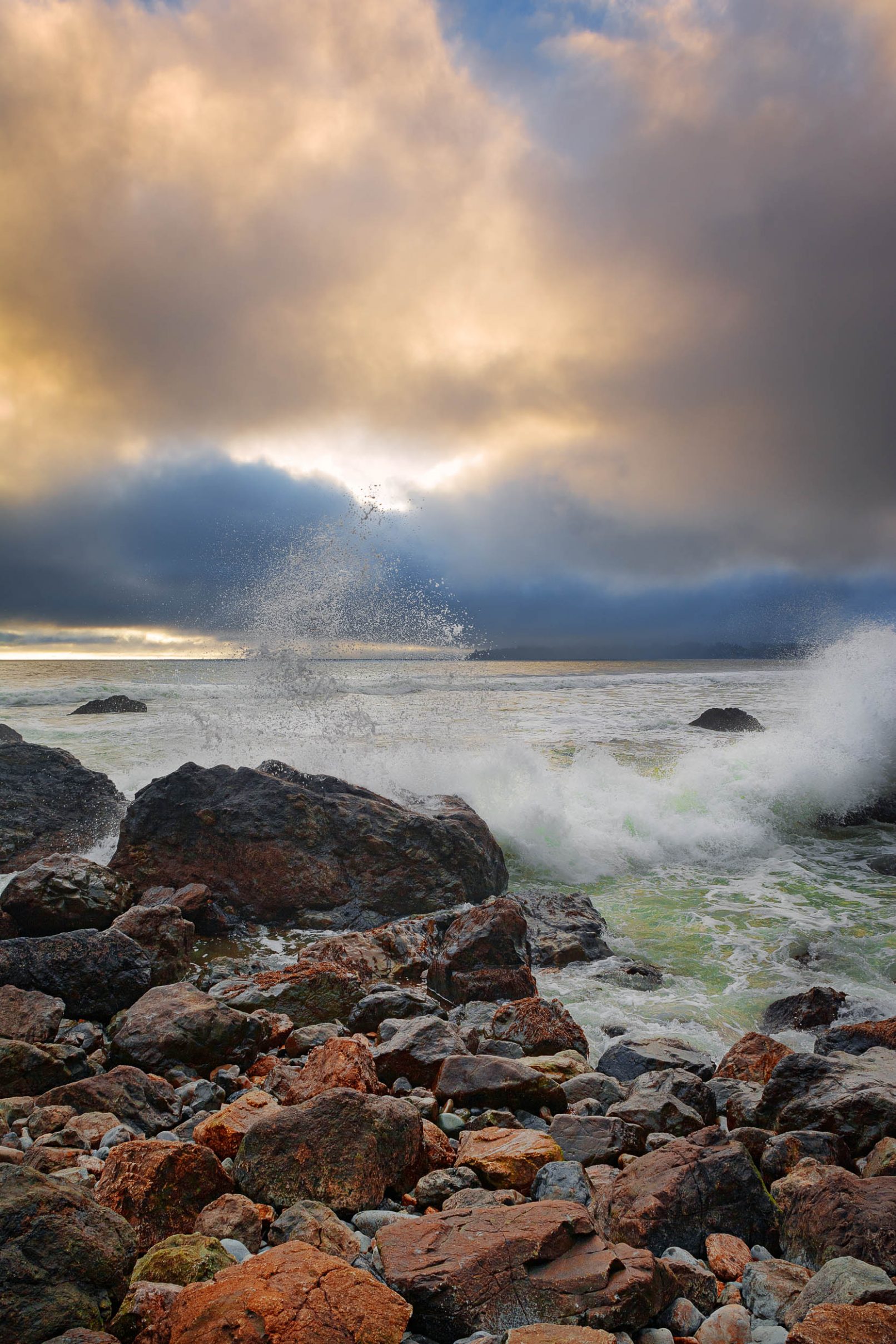 Waves, rocks and clouds at Red Rock Beach, California