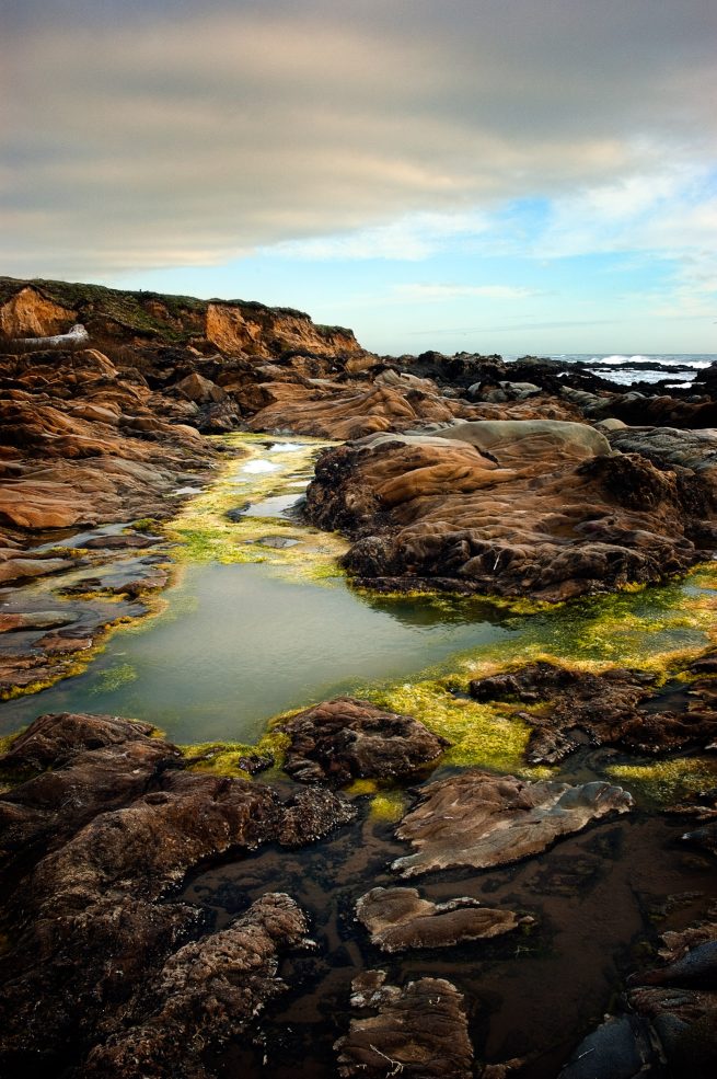 California beach rocks with tidepool