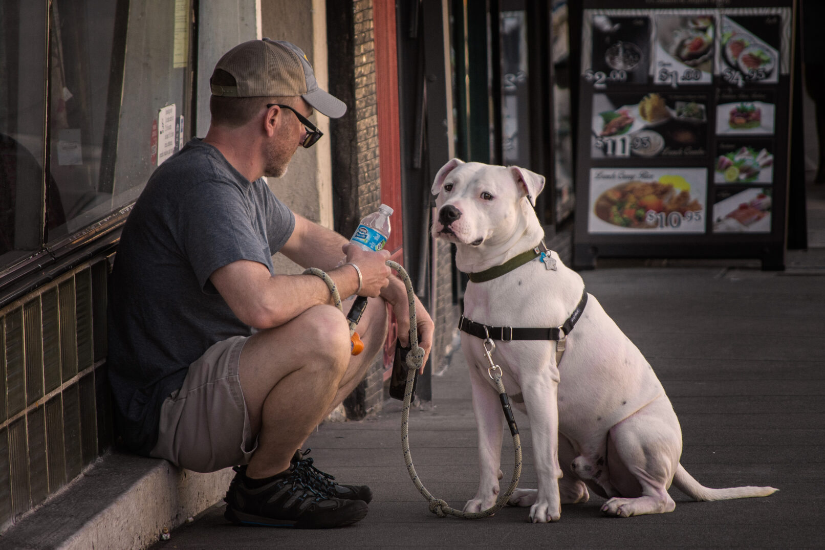 Man and his dog on Castro Street, San Francisco