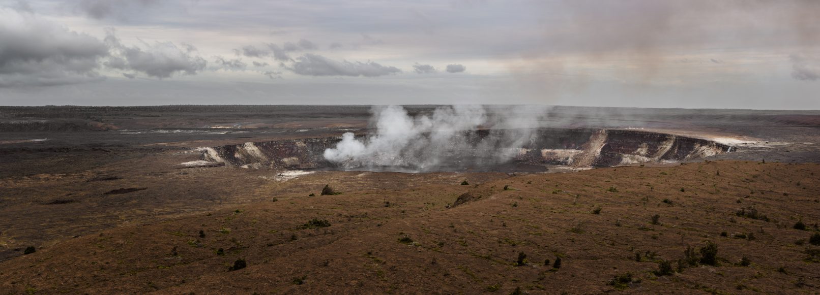 Hawaii, Kilauea crater with smoke