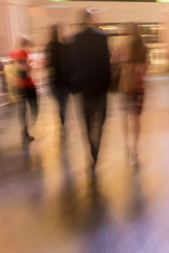 Blurred people on street in Las Vegas
