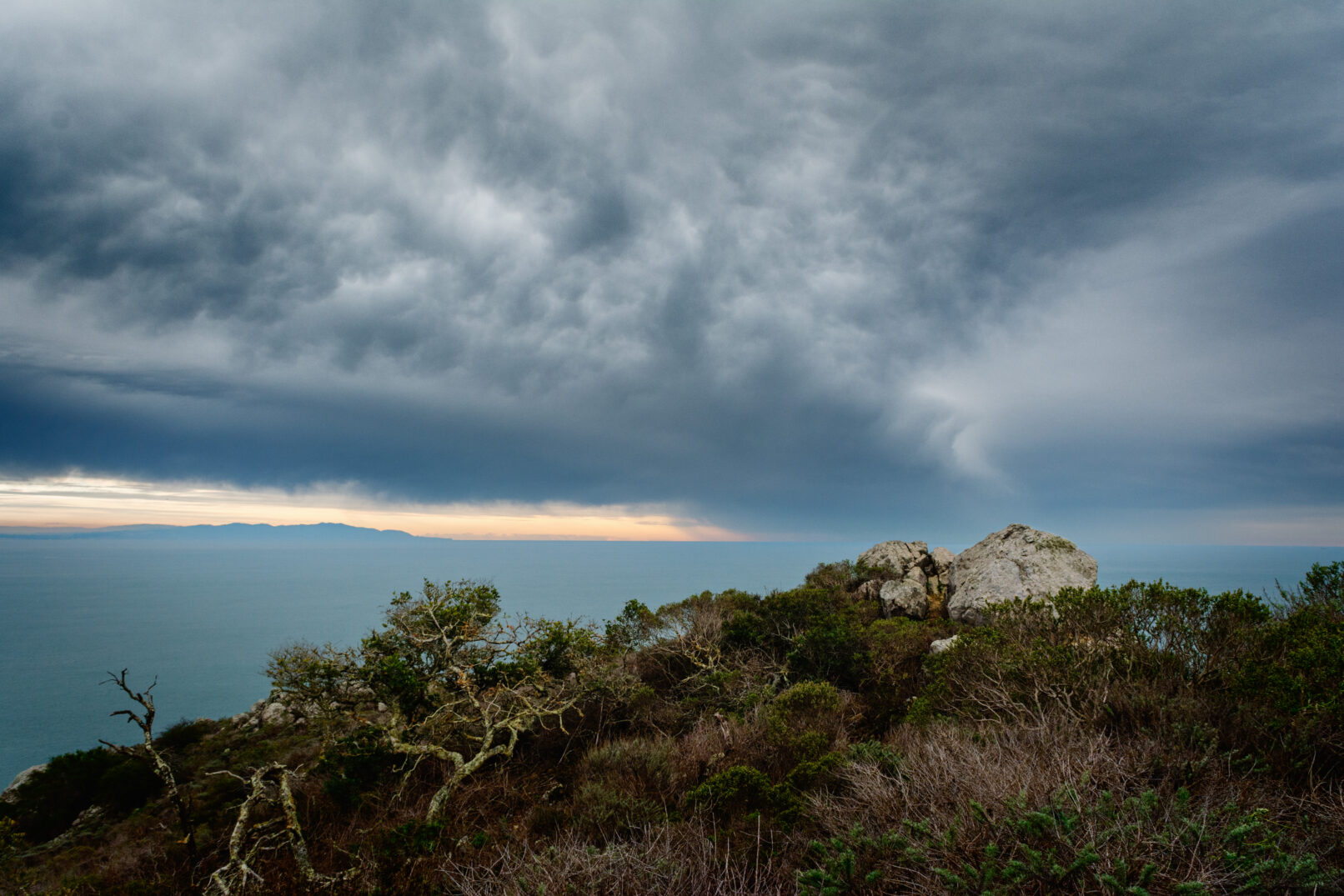 California coastal rock and clouds