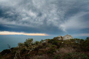 California coastal rock and clouds