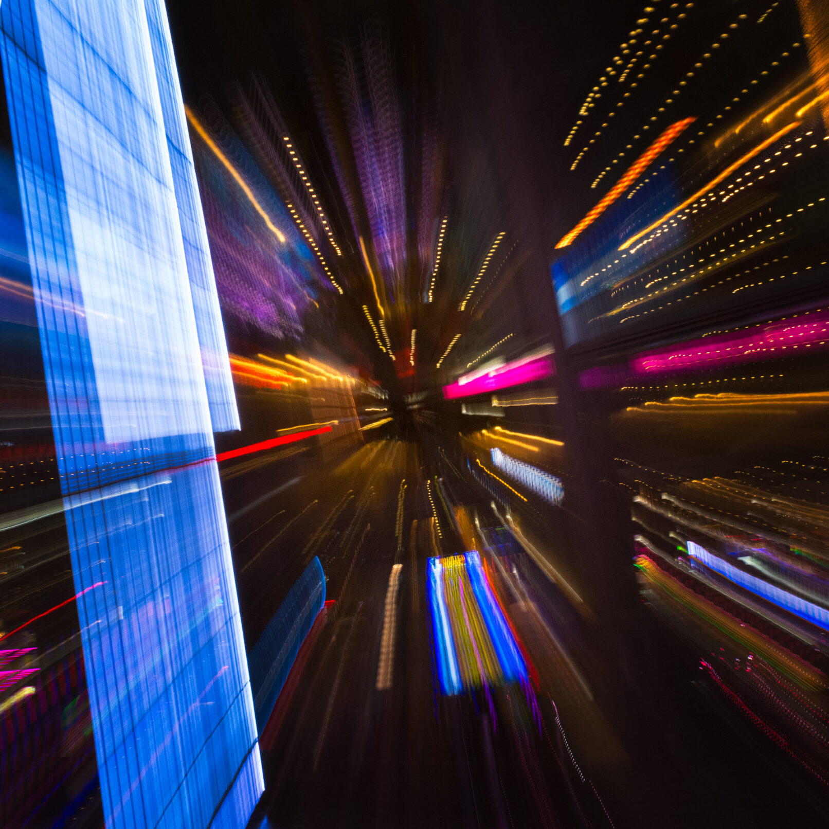 colorful city lights zoom effect