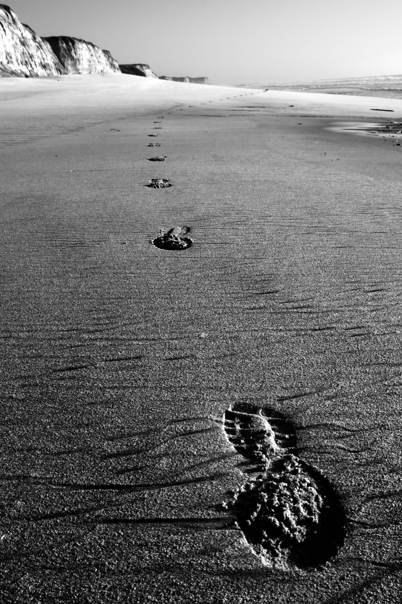 Footprints and beach