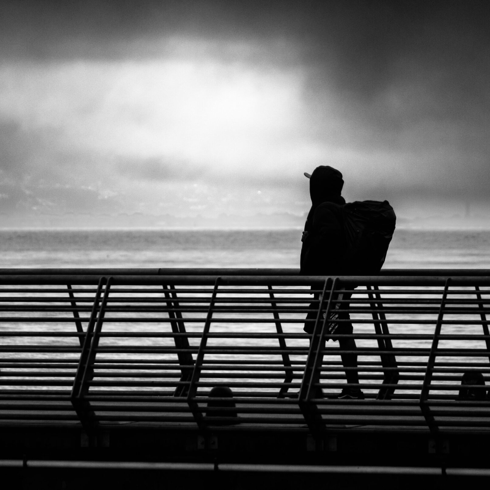 Traveler on bridge