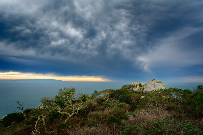 Coastal rocks and clouds