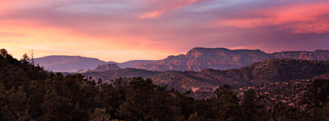 sunset in desert with mountains